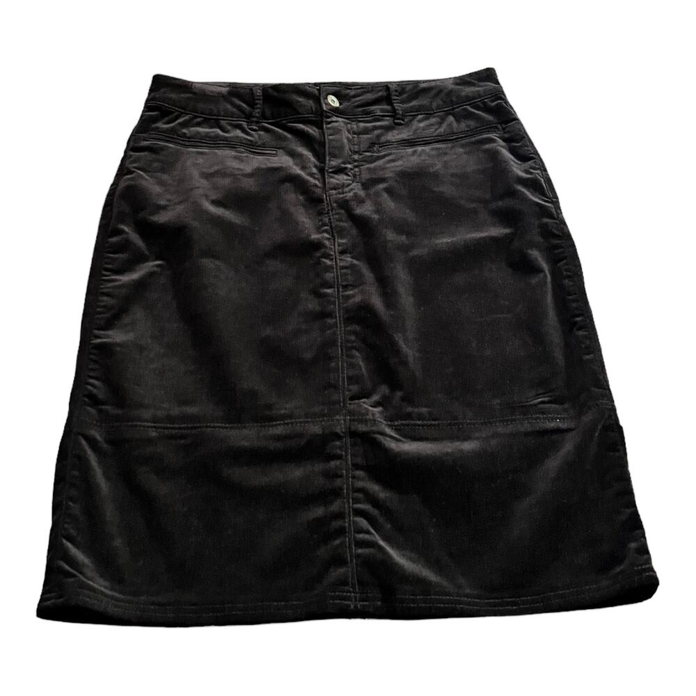 CHRISTOPHER BLUE Corduroy Midi Skirt Black Cotton Straight Zipper Winter 8 EUC